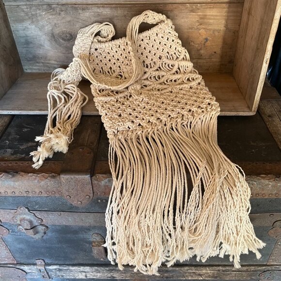 Vintage Macramé Boho Hippie Shoulder Bag Cross-body🌻 ☮️ - Picture 10 of 13